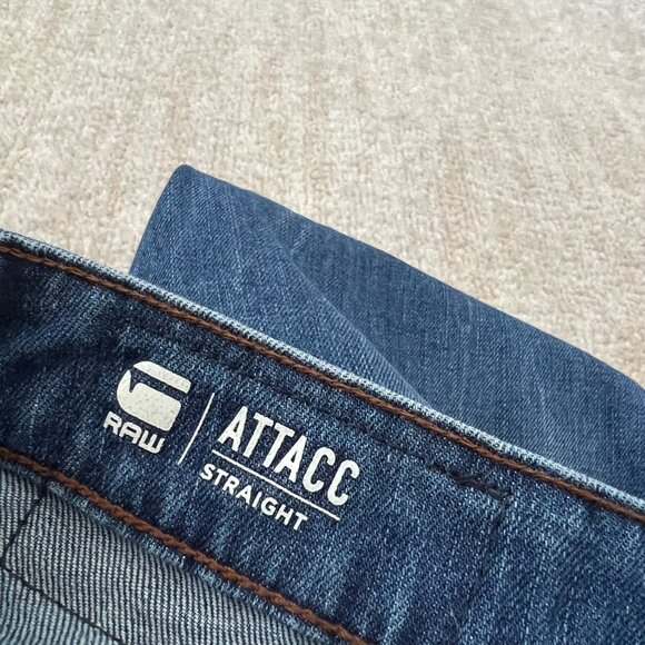 G-Star Raw Attacc Slim Straight Button Fly Jeans 36 Blue - Picture 3 of 11